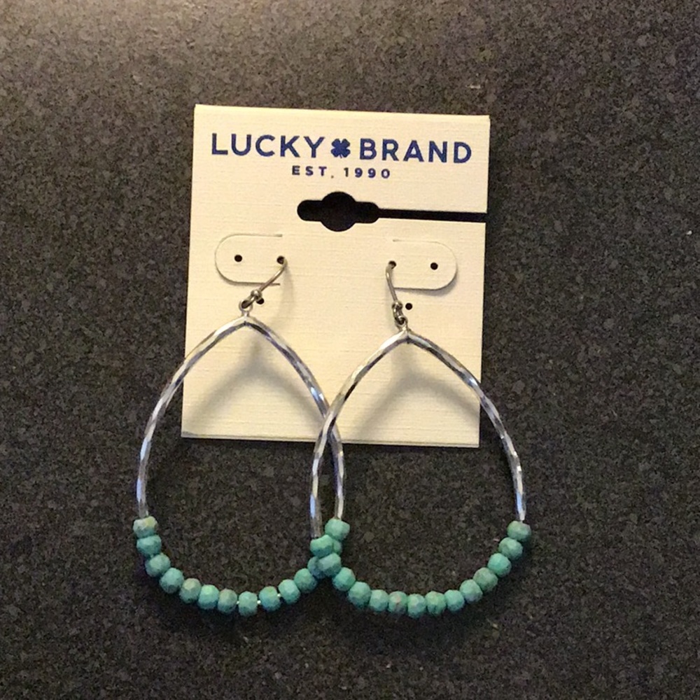 Last 1! NEW turquoise beaded hoop earrings - Picture 2 of 8